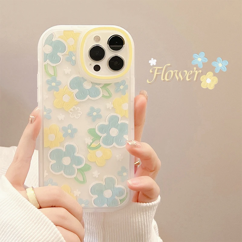 

Fashion Cute Flowers Daisy Phone Case For iPhone 14 Pro Max 13 12 11 X XR XS 7 8 Plus SE2020 Soft Silicone Shockproof Back Cover