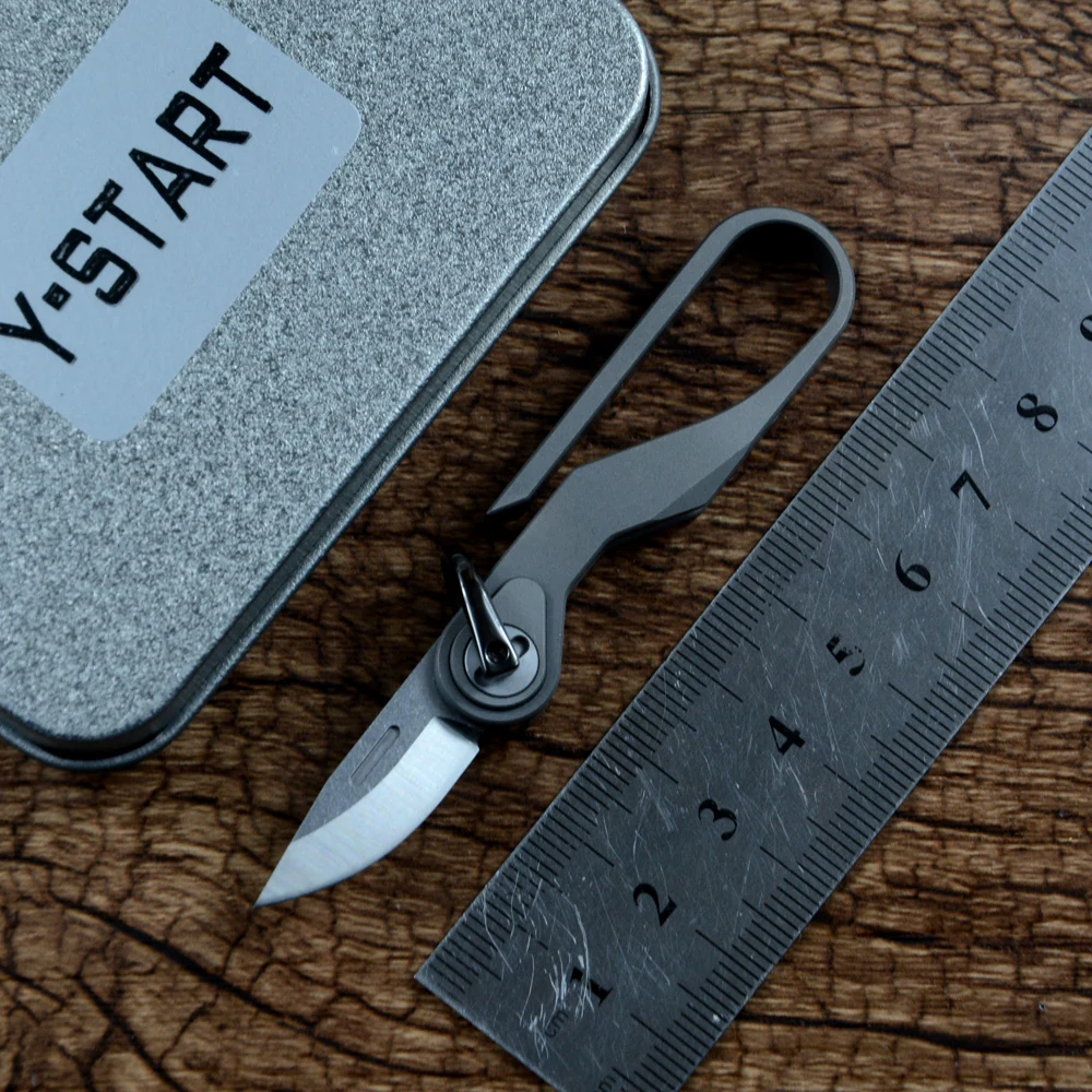 

Карманные мини-ножи YSTART с брелоком, лезвие M390, титановая ручка, папки, универсальный инструмент для повседневного использования MK2001