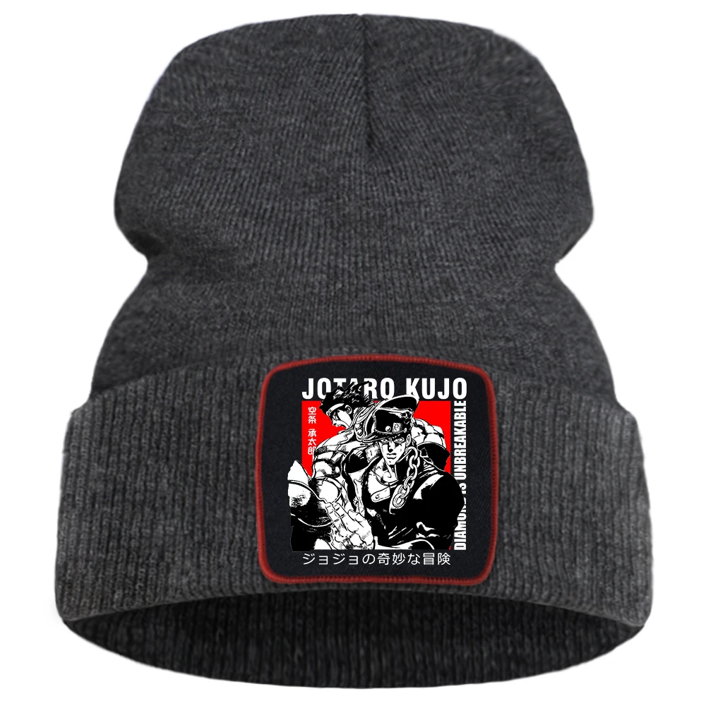 

Balaclava Jojo'S Bizarre Adventure Jotaro Kujo Manga Winter Cap For Men Casual Japan Anime Ski Knitted Hat For Women Beanie Hats