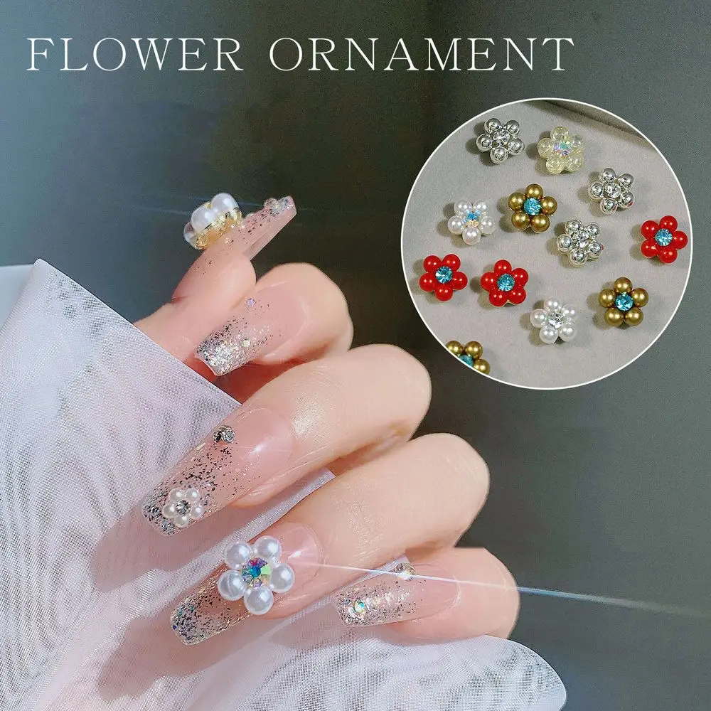 

Mixed Colorful 3D Five Petal Flowers Nail Art Decorations Tips Glitters Flower Rhinestones Slice Nail Tools Manicure