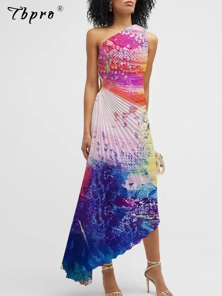 

Женское платье на одно плечо, с принтом