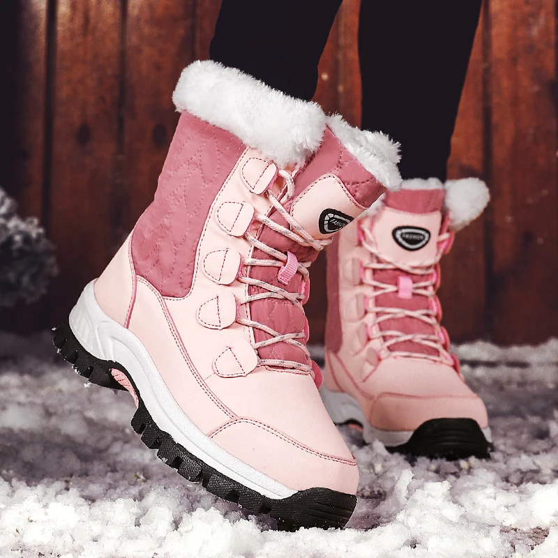 Winter Women's Snow Boots Warm Thick Waterproof Sneaker High-top Cotton Thick Soles Walking Shoes