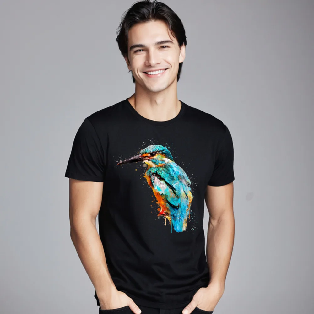 Женские футболки с короткими рукавами из чистого хлопка изображением зимородок