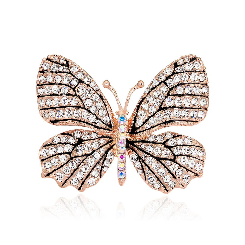 

TULX Sparkling Crystal Butterfly Brooches Metal Rhinestones Insect Brooch Pins Women Wedding Banquet Jewelry Gifts