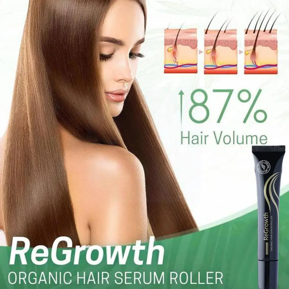 

20ml Regrowth Organic Hair Serum Roller Set Biotin Roll-On Essence Hair Growth Hair Triple Massager Serum Growth Y3K6