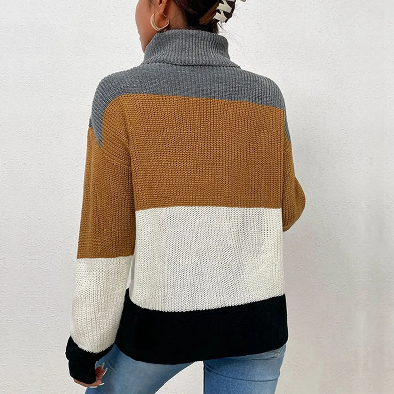 Женский вязаный свободный свитер-водолазка с длинным рукавом | Женская одежда