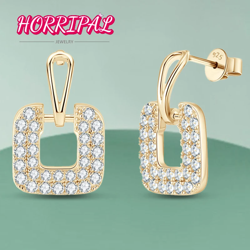 

HORRIPAL D VVS1 Moissanite Ear Studs S925 Sterling Silver Elegant Earrings for Women GRA Certified Party Fine Jewelry Holiday