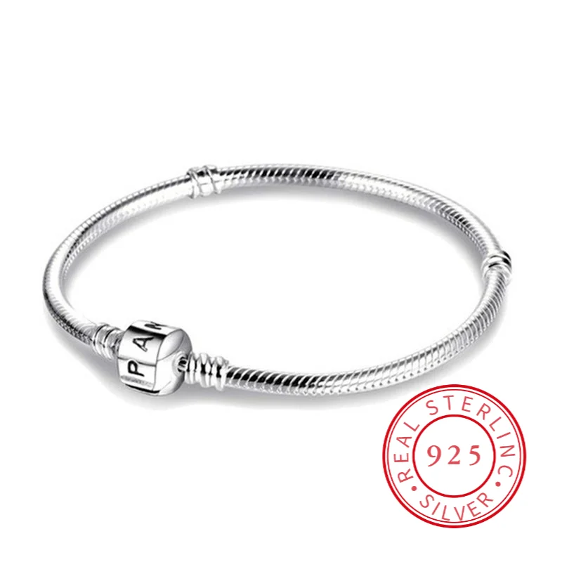 

925 Sterling Silver Snake Chain DIY Charm Bracelet for Women Gift Ewelry Logo Bracelets for Women