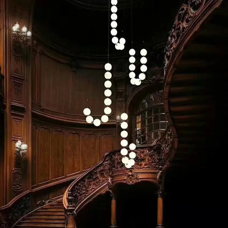 

Led Art Chandelier Pendant Lamp Lighting Room Decor Pearl Necklace Shaped Fixture Ivory Lampshade Design Hanging Home Appliance