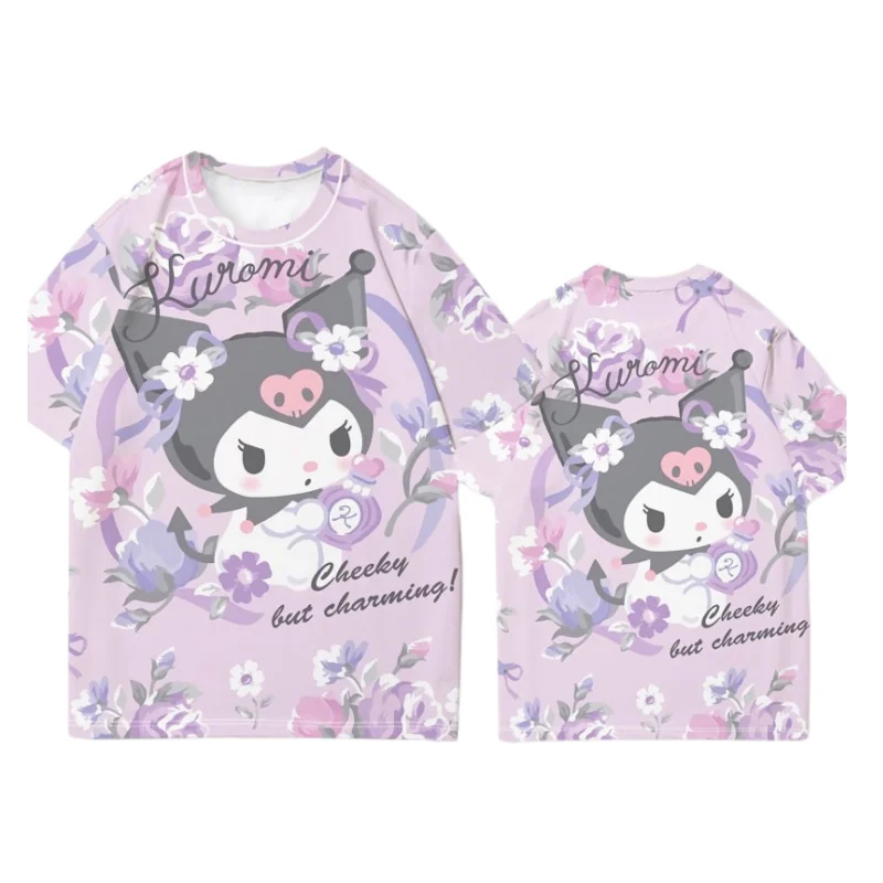 

Sanrio cartoon Kuromi Kawaii cute cinnamon roll Melody foreign style fashion short-sleeved girl summer trend top holiday gift