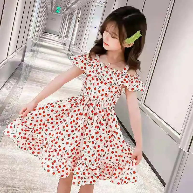 Girls Dress 2022 New Summer Teenage Kids Clothes Floral Dress Little Girl Fashion Princess Flower Dresses 8 9 2 To 12 Years Old