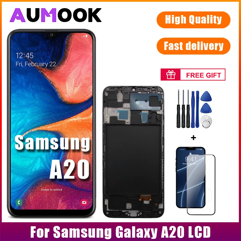 

Tested AMOLED Display For Samsung A20 LCD Touch Screen Digitizer Assembly For Samsung A20 SM-A205GN A205 LCD Display