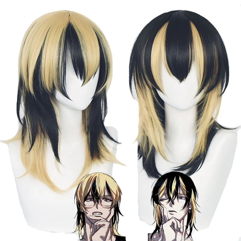 

Anime Tokyo Revengers Haitani Ran Haitani Rindo Cosplay Wig Black Golden Synthetic Hair Heat Resistant Pelucas Wig Cap.