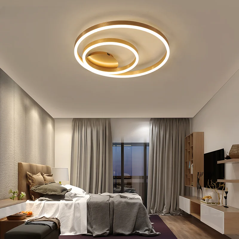 

Modern Golden Round Chandelier Lighting For Study Living Room Bedroom Indoor Led Lights Deco Lustre Lamps Fixtures AC 90-260V