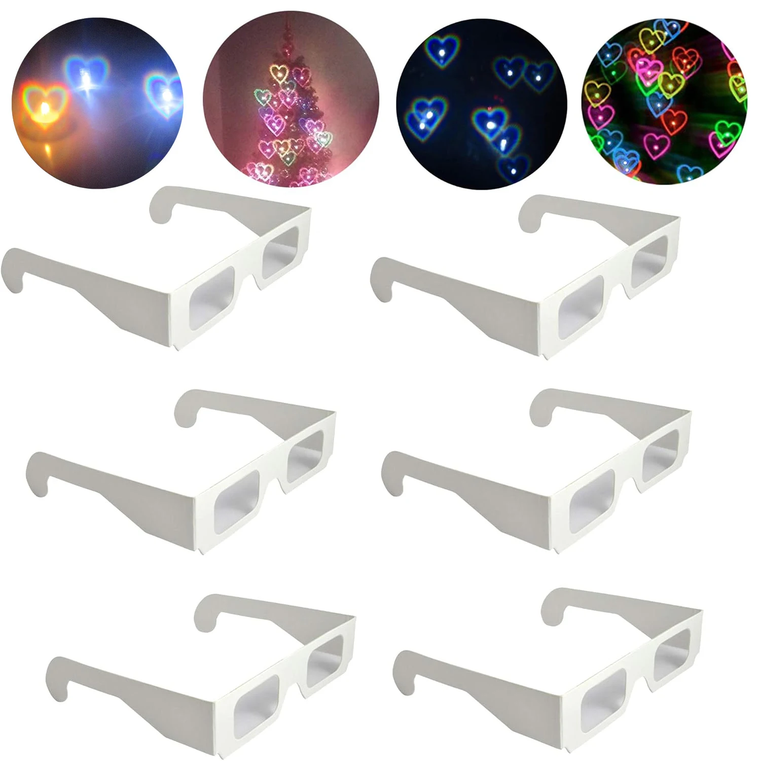 30 шт. дифракционные очки в форме радужных сердец 3D-очки сердца свет со