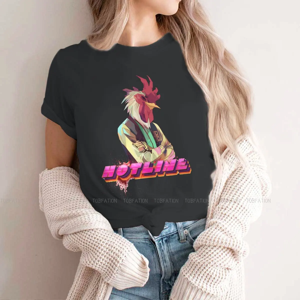 

Untitled Classic TShirt For Girls Hotline Miami The Biker Game Tees Harajuku Ladies T Shirt Basic Graphic Loose