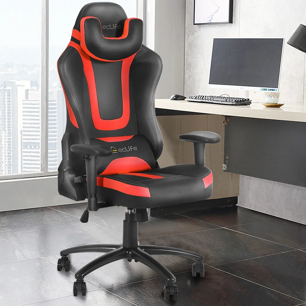 

Gaming Office Chair Living Room Bedroom 360 Degree Swivel Roller Upholstered High Elastic Sponge Leather Fabric Comfortable