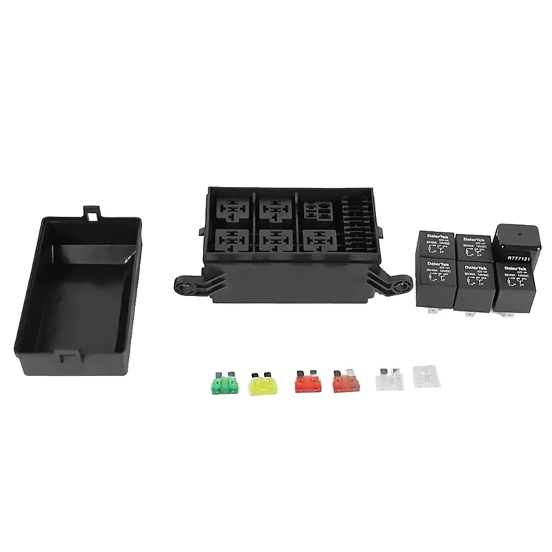 

12V Relay Box 6 Way Universal Relay Fuse Box 6 Slots Relay Block ATC/ATO Fuse Block With Relay Kit Replacement For Car Truck