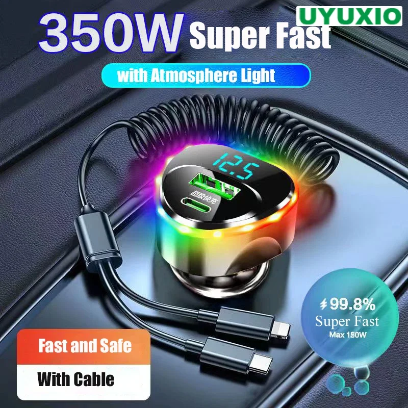 UYUXIO 4-портовый адаптер USB C для автомобильного зарядного устройства телефона с