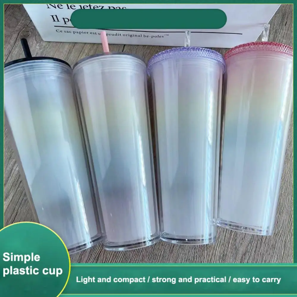 

Durable Double-deck With Lid Creative Advanced Water Cup Straw Cup Water Cup Color Changing Cup Plastic Cold Water Cup Reusable