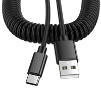 phone data cable usb to type c usb c data sync charger 2 4a spring coiled cable for iosandroid phone accessories
