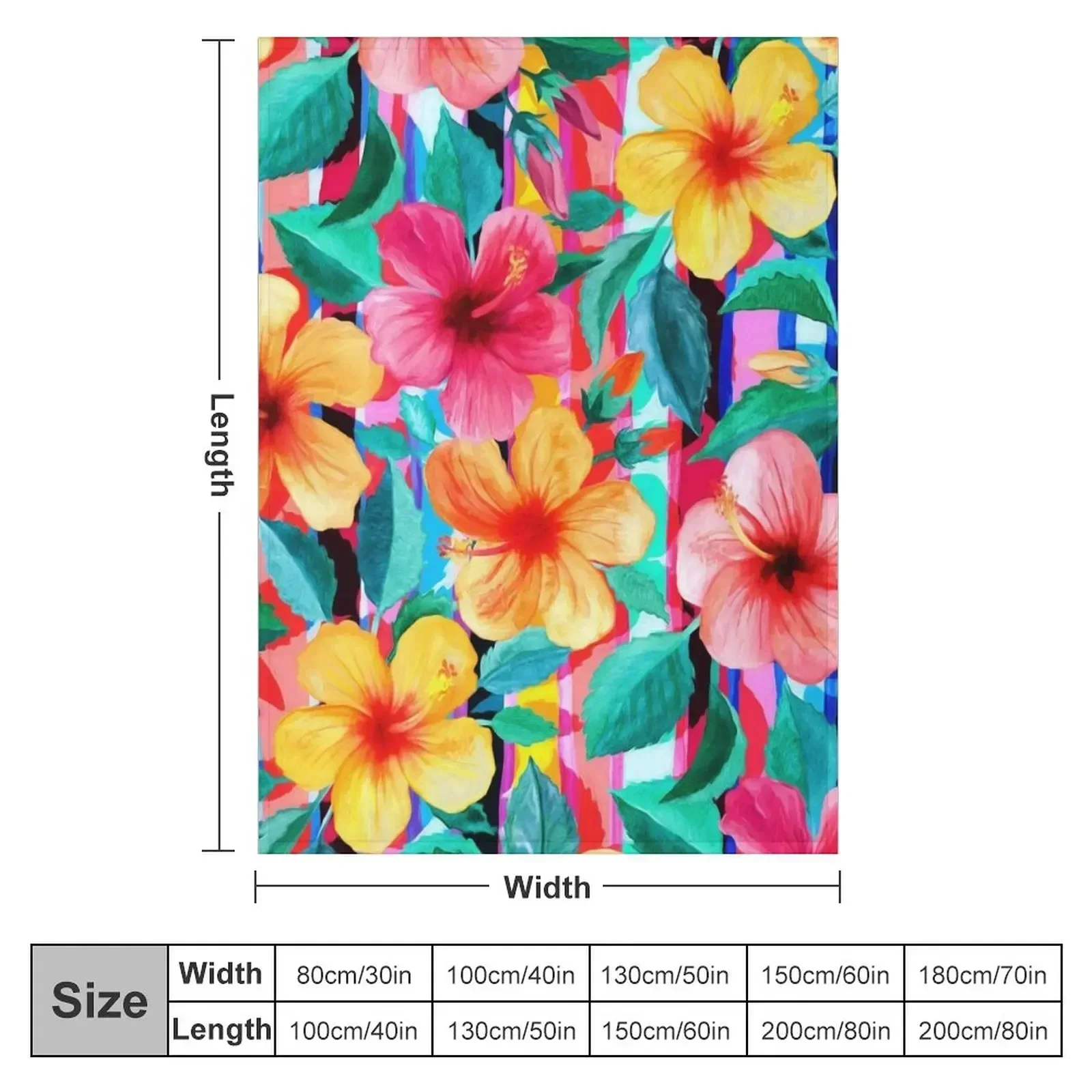 Максимальный Гавайский гибискус с цветами и полосками декоративное одеяло