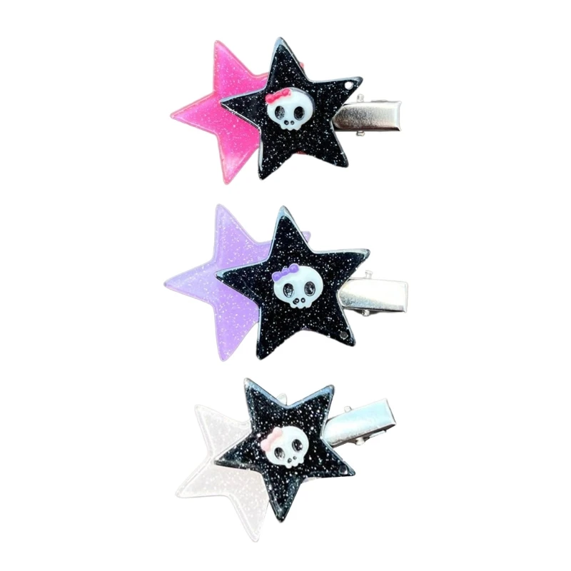 

Skull Sequins Star Shape Hairpin Costume Girl Headwear New Year Party Hair Clip