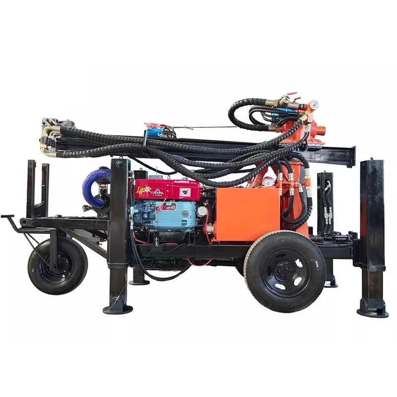 

130M Trailer Water Well Drilling Rig Pneumatic Borehole Drilling Rig Wheel Type Portable Water Well Drill Machine For Sale