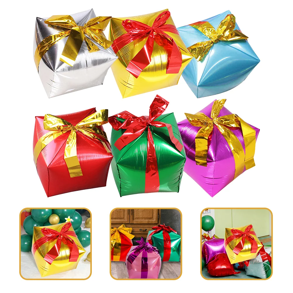 

6Pcs Christmas Present Box Balloon Foil Balloons Birthday Party Supplies Present Box Balloon Decorations