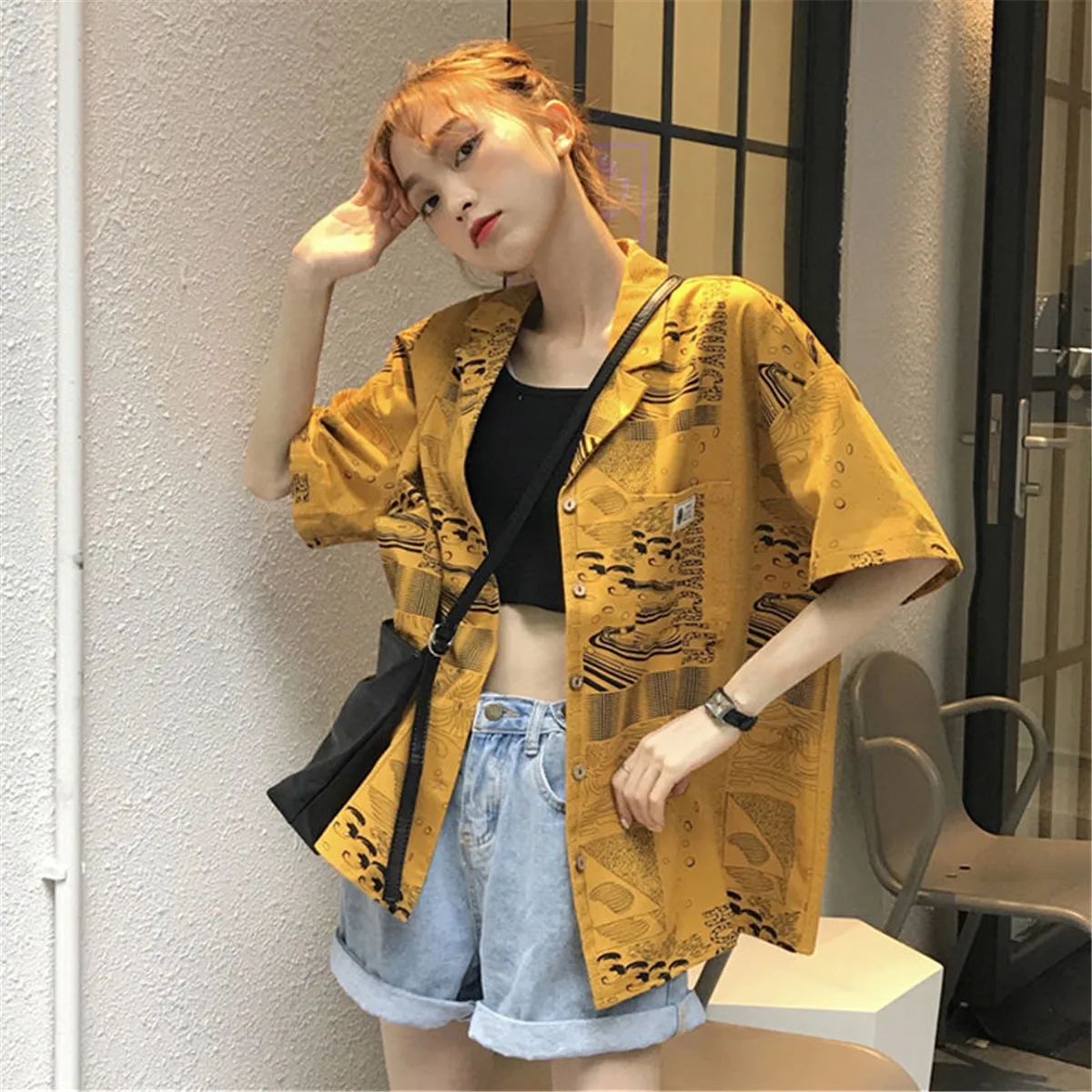 Рубашка в стиле хип-хоп с коротким рукавом для мужчин и женщин - купить по