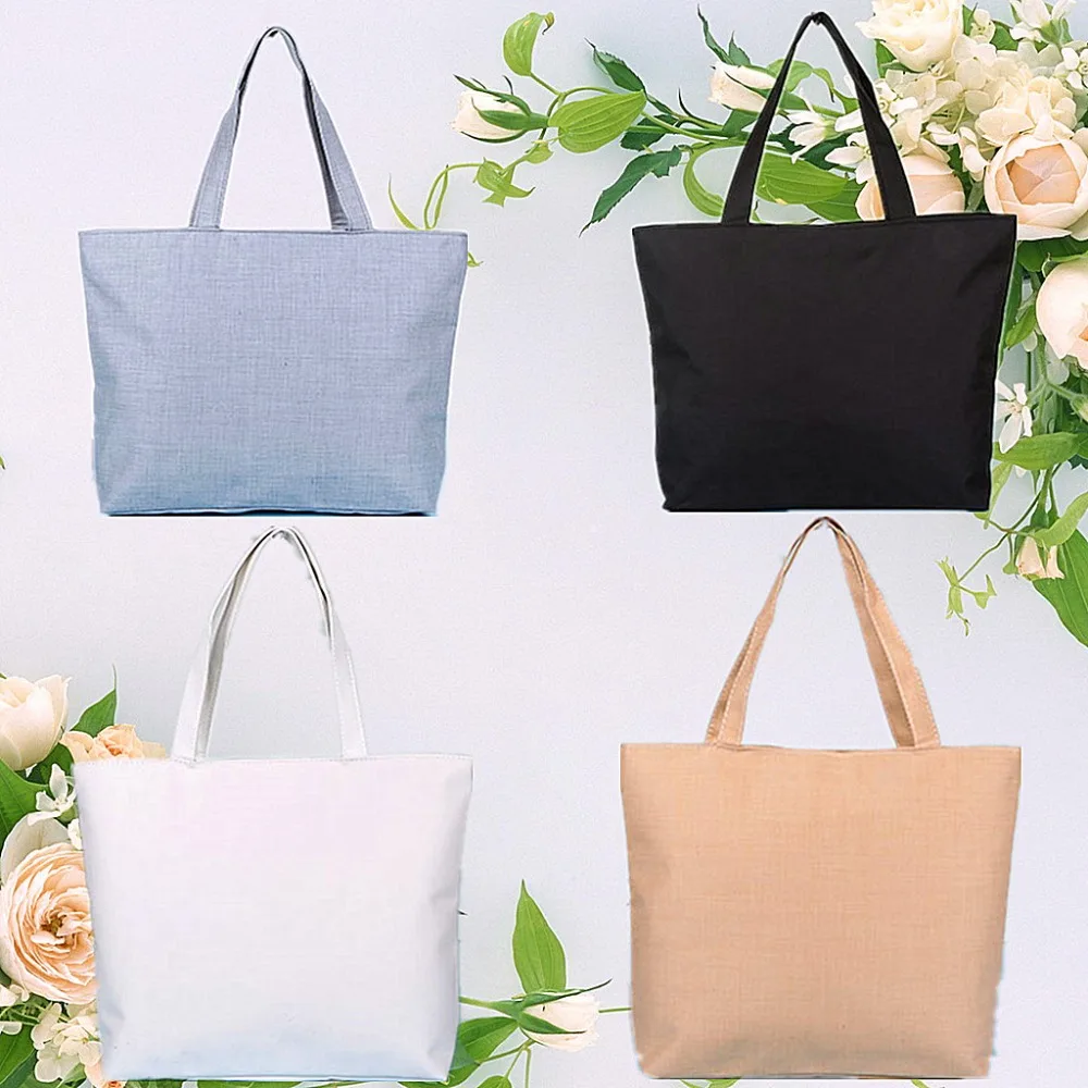 

Vegan Canvas Tote Bags Women Simple Versatile Handbags Female Large Capacity Fashion Eco Friendly Shopping Bag with Zipper
