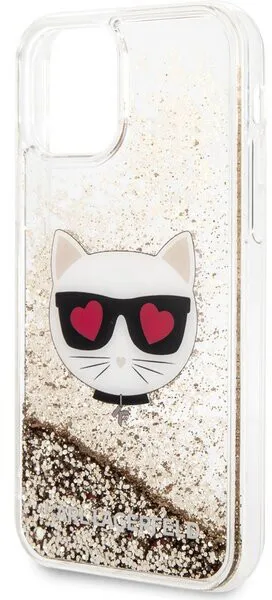 Чехол CG Mobile Karl Lagerfeld Liquid glitter Choupette head Hard для iPhone 11 цвет Золотой |