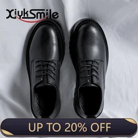 casual leather shoes mens big head formal dress business inner heightened black soft bottom british fashion shoes