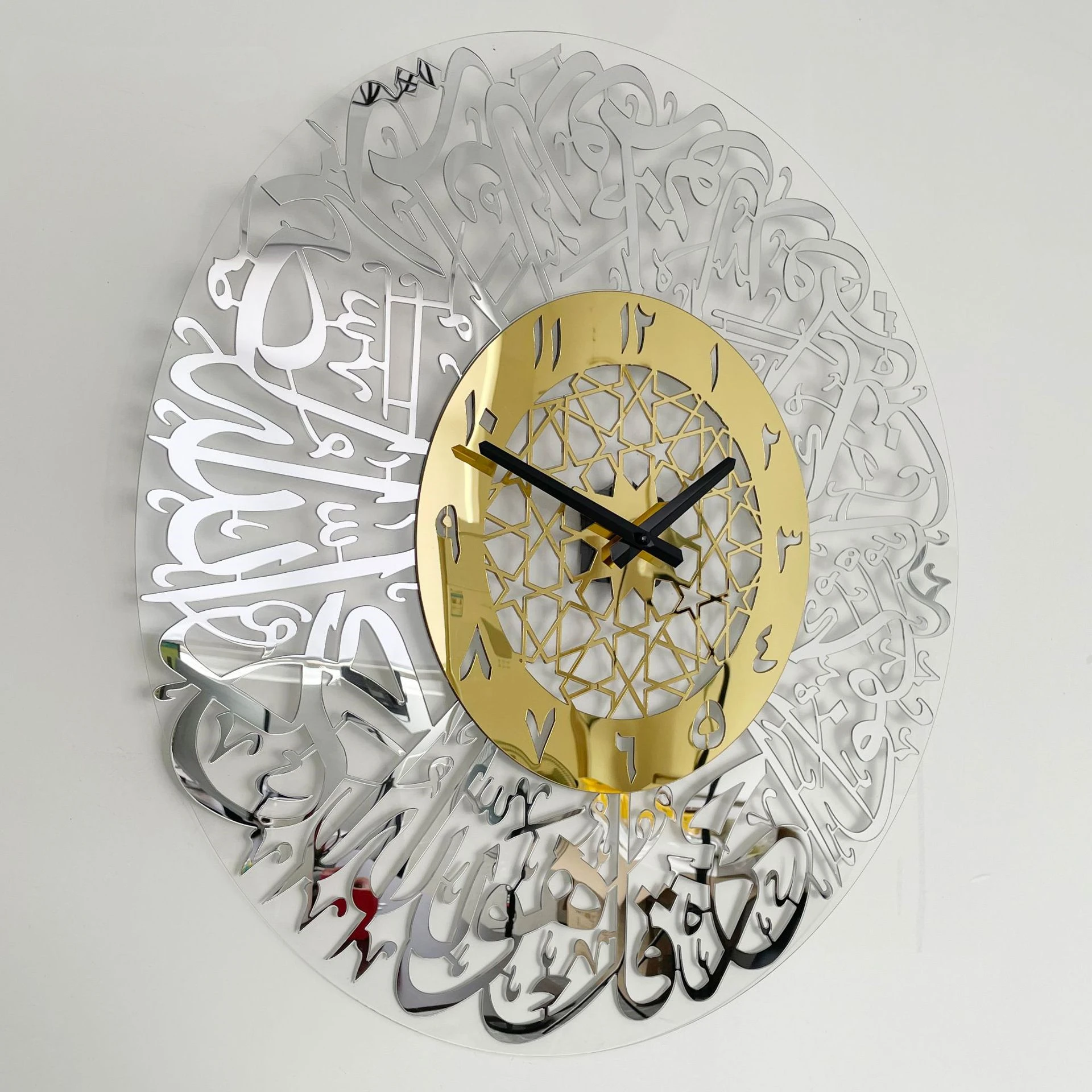 

30cm Arabic Muslim Style Acrylic Clock Mirror Wall Clock Fashion Quartz Clocks Watch Home Decorations Living Room Bedroom Clock