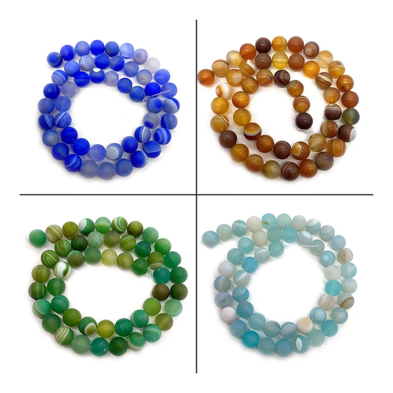 

6-10mm Natural Stone Frosted Silk Agate Spherical Loosely Beaded Beads for Jewelry Making Necklaces Bracelet Earrings DIY Supply