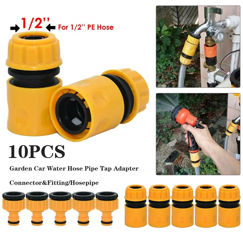 

Garden Quick Hose Connector Abs Pipe Coupler Stop Water Connector Joint Adapter Extender Set For Hose Pipe Tube 10pcs/Set