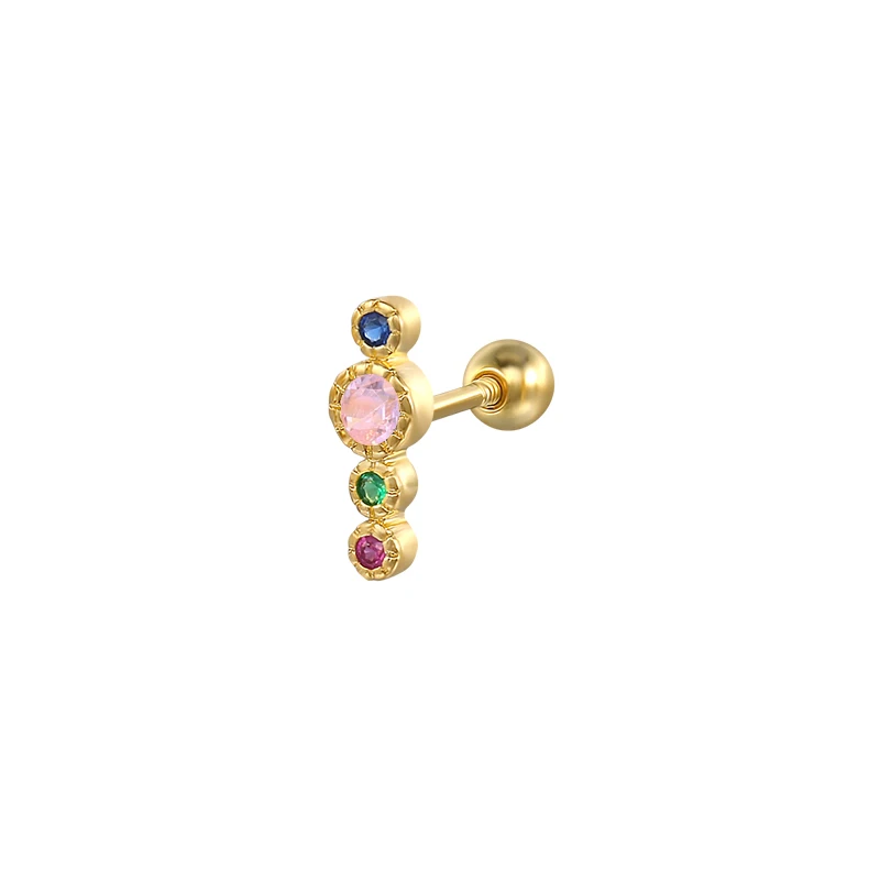 

Colorful Zircon Spiral Pierced Thread Women's Stud Earrings Boho Fashion Jewelry Ins Same Earring Popular Party Gift