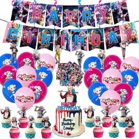 dc anime figure harley quinn theme party balloon pull flag row set scene layout decoration childrens party birthday gifts