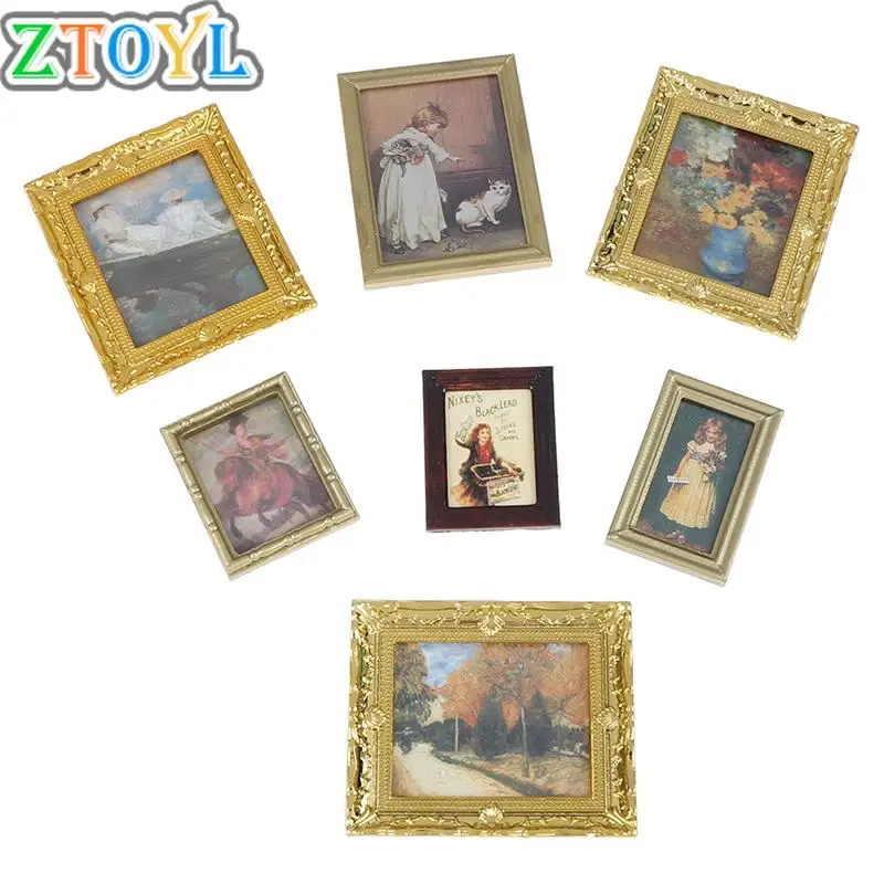 

Популярный кукольный домик 1:12, миниатюрная картина маслом, украшение, кукольный домик, аксессуары, картина