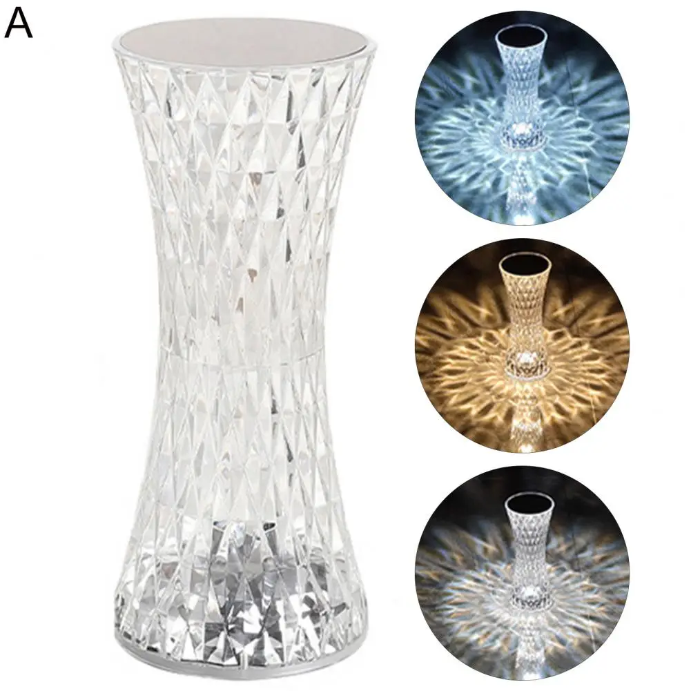 

Faux Crystal Light Unique Dimmable Energy-saving USB Rechargeable Light Shadow Bedside Table Lamp Home Decoration