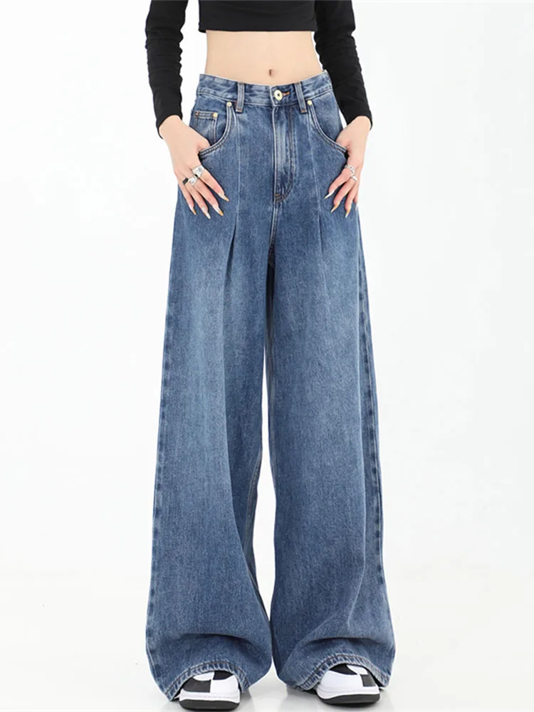 

2022 New Women's Baggy Jeans Fashion Design Streetwear High Waist Wide Leg Pants for Women Autumn Vintage Y2K Female Clothing
