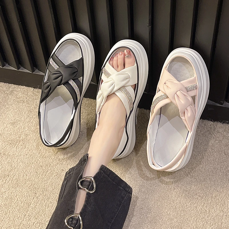 

BCEBYL весенне-летняя модная новинка с круглым носком на толстой нескользящей подошве износостойкие спортивные сандалии для отдыха женская обувь