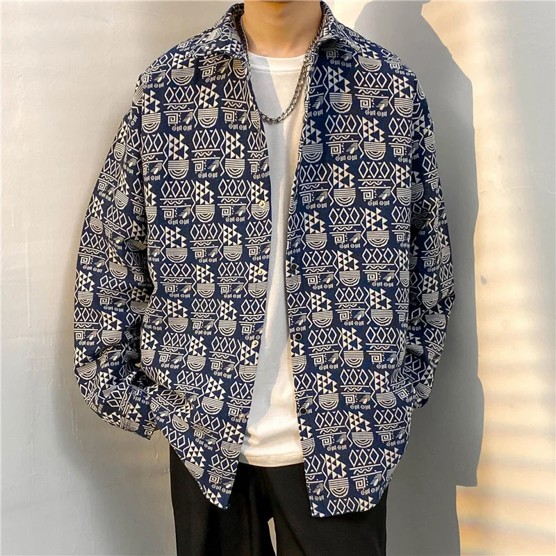 

2023 New Fully Printed Men's and Women's Long Sleeved Shirt Fashion Casual Youth Versatile Shirt Jacket