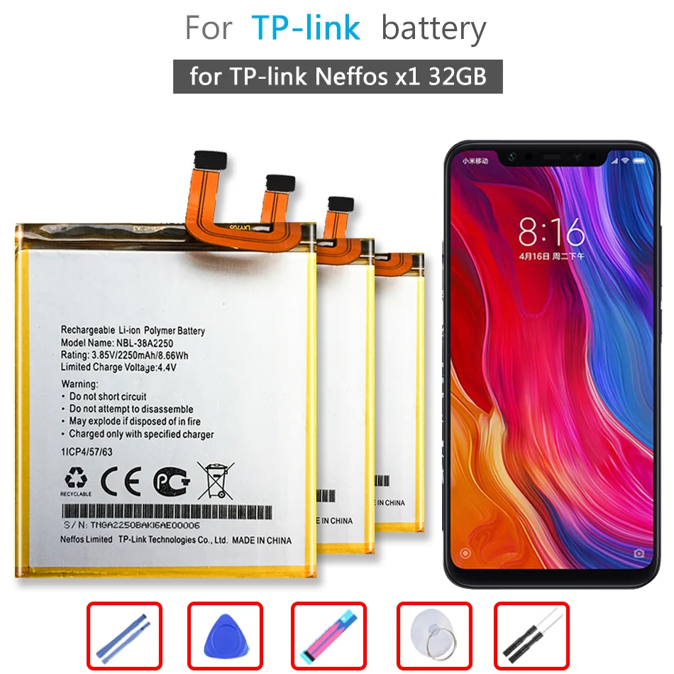 

NBL-38A2250 аккумулятор 2250mAh для TP-link Neffos X1 32GB мобильный телефон Li-Ion Bateria