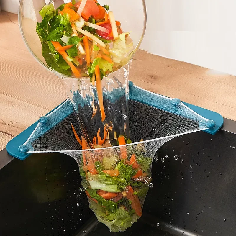 

2023New Sink Filter Sets Leftovers Sink Mesh Triangle Rack Strainer Bags Trash Gadget Set Drainage Accessories Drain Waste Bins