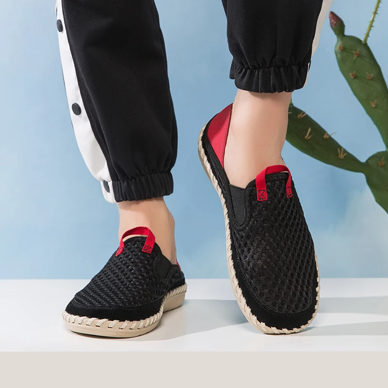 Кроссовки мужские сетчатые без шнуровки удобные дышащие сникерсы в стиле