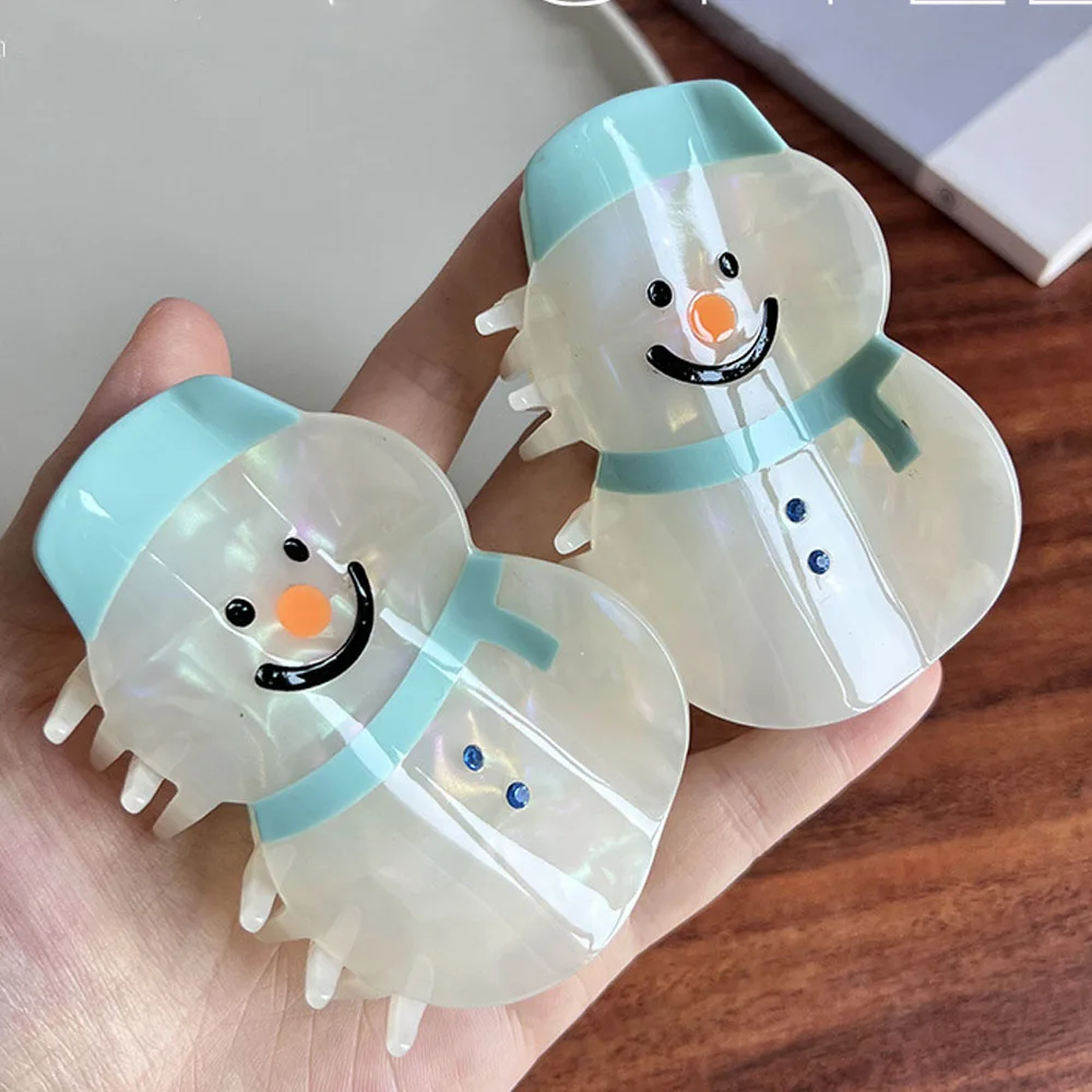 

New Cartoon Cute Snowman Acetate Claw Clip Crab Hair Clip Hair Accessories for Women Girls Korean Style Popular Hair Accessories