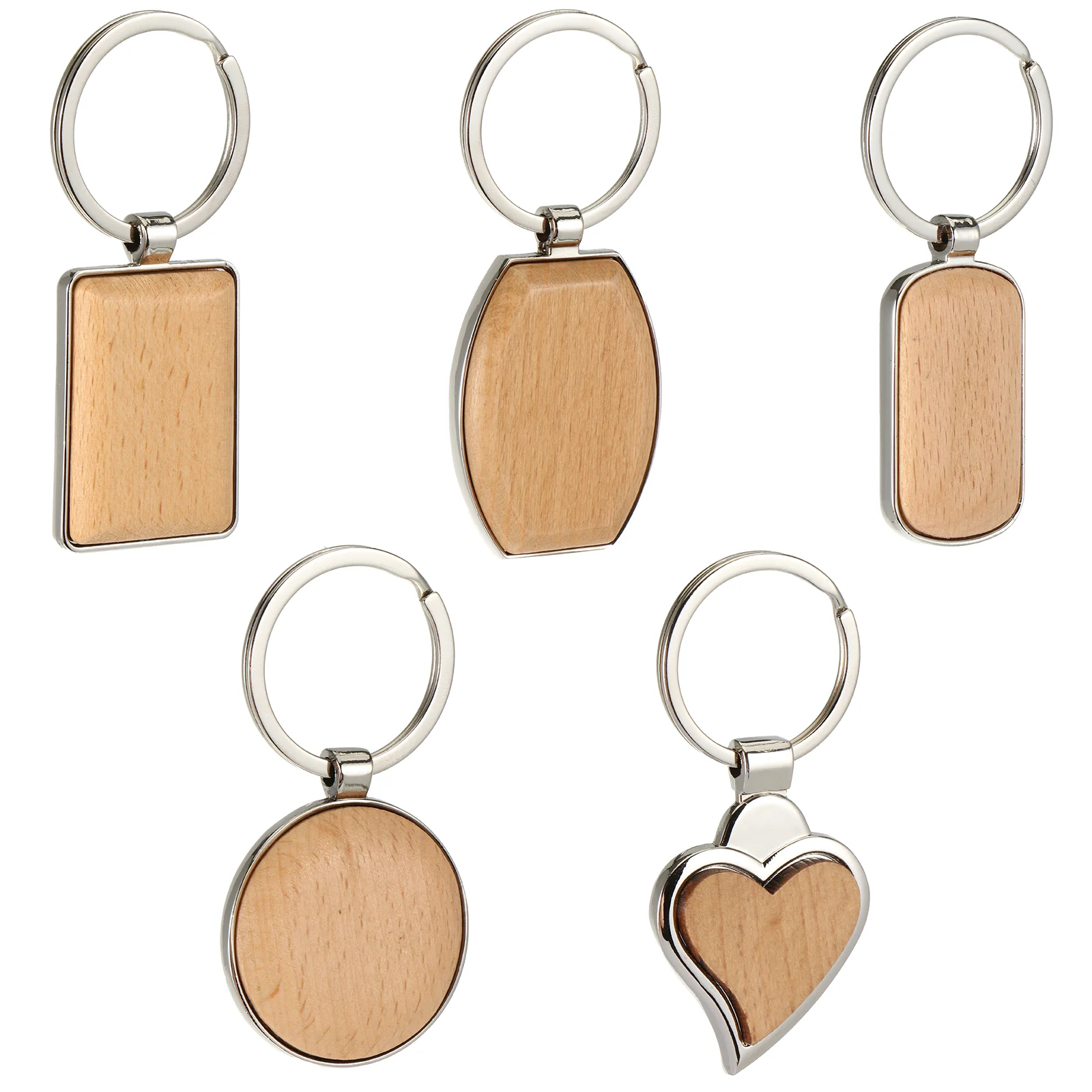 

5Pcs Fashion Wooden Charm Keychains Pendants Car Bag Pendants Gift Key Rings
