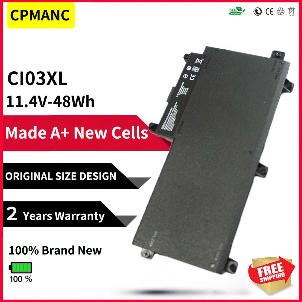 CPMANC New CI03XL Laptop Battery for HP ProBook 640 645 650 655 G2 Series CI03 CIO3 CIO3XL HSTNN-UB6Q 801554-001 11.4V 48WH