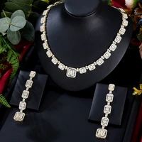 godki new luxury gougeous shiny necklace earrings set for women cubic zirconia dubai bridal jewelry set high quality 2022